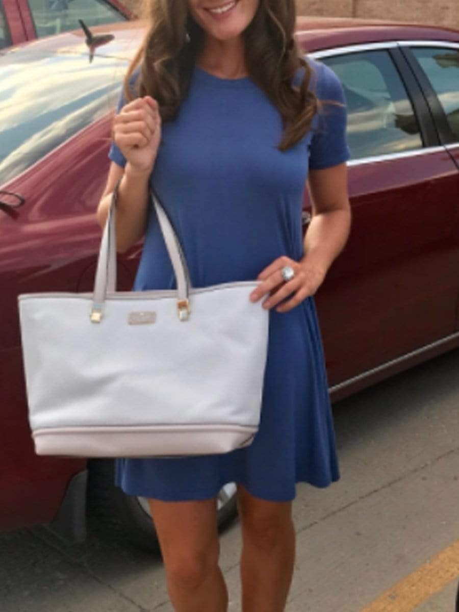 Round Neck Plain Shift Dress